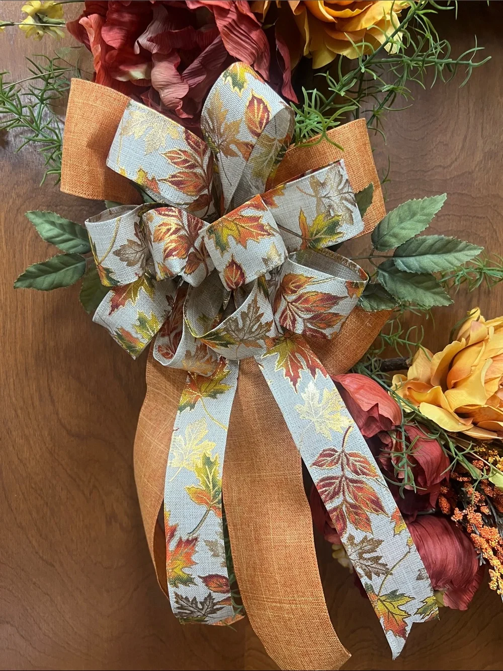 Autumn Harvest Floral Grapevine Wreath - Orange & Yellow
